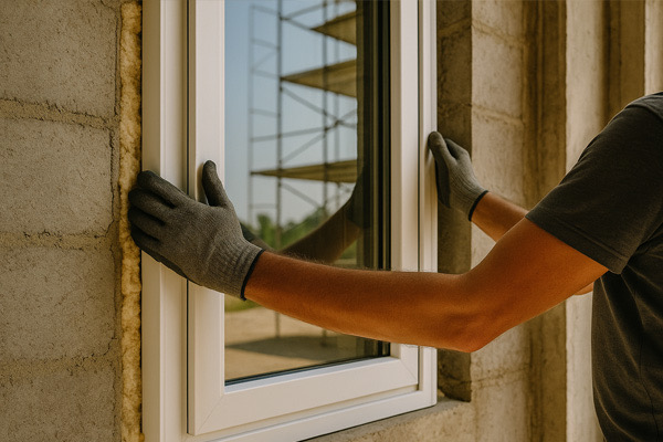 Neu eingebautes Fenster mit Blick nach draußen