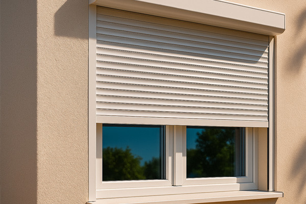 Montierter Rollladen an einer Fensterfassade